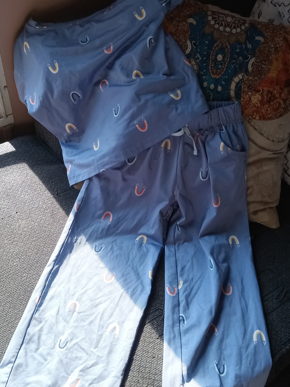 wonder nation Blue Horseshoe Pajama Set with Multicolor Accents
